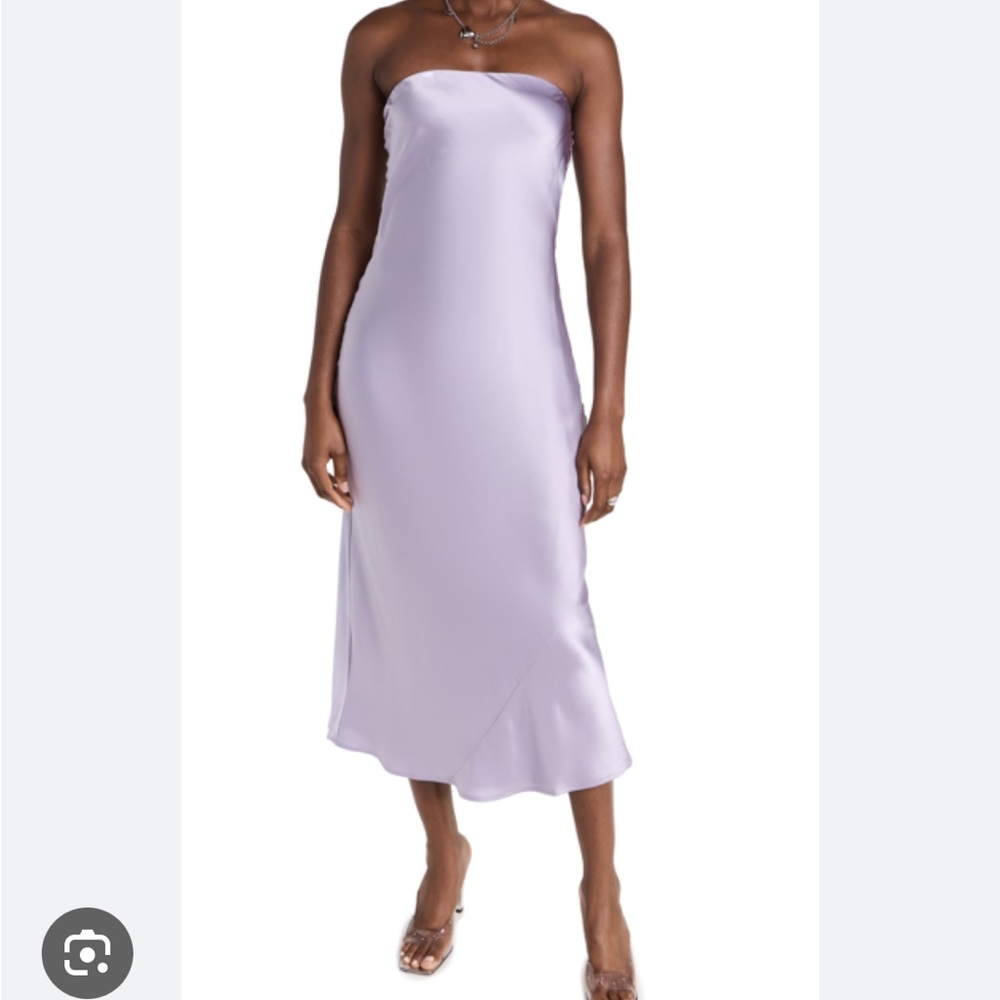 Reformation Joana Strapless Silk-Charmeuse Midi Dress